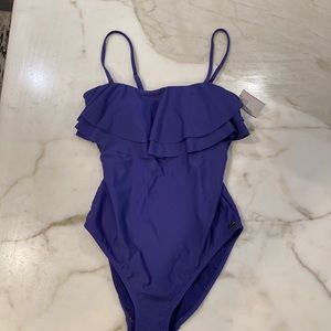 NWT Jones New York Sz M swimsuit. Purple. Removable straps to strapless.
